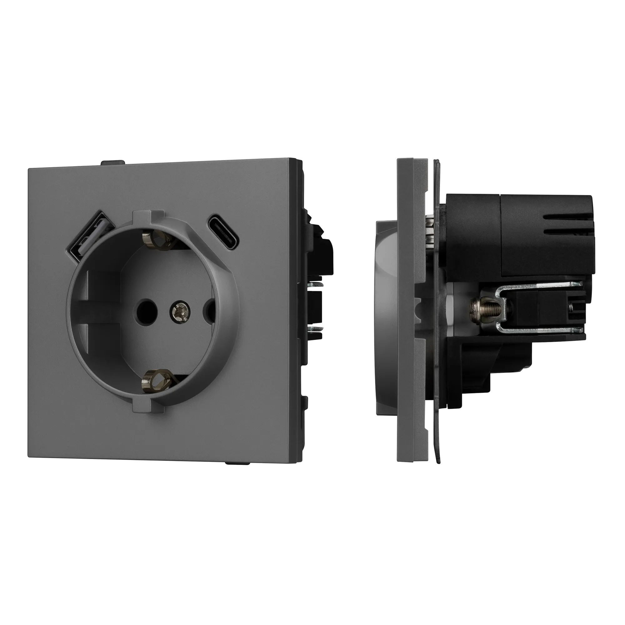 Механизм розетки с USB зарядкой SCT-TENDO-MUAC-SFPL-GR (230V, 16A) (Arlight, -)