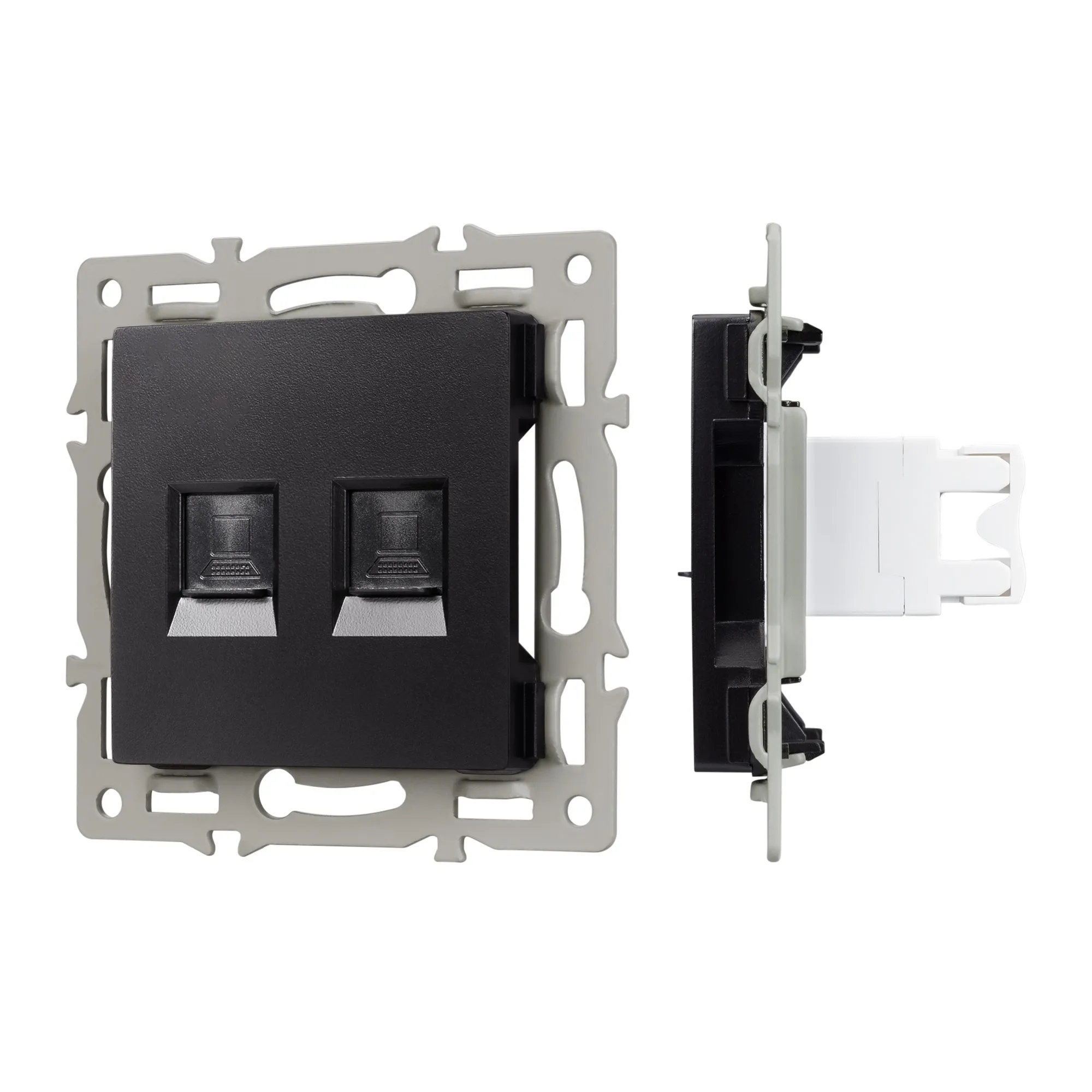 Механизм компьютерной розетки двойной SCT-MPC2-PL-BK (RJ-45, CAT6) (Arlight, -) - изображение товара