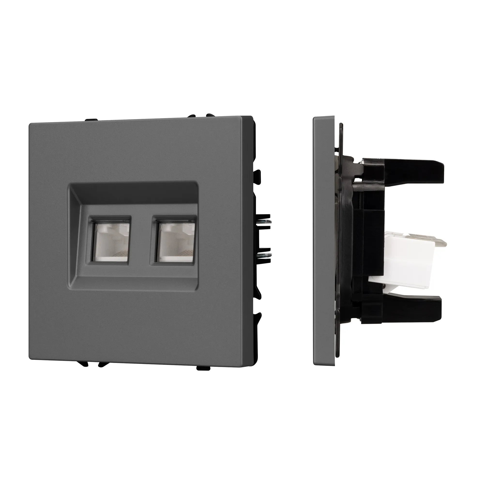 Механизм сдвоенной компьютерной розетки SCT-NOBE-MPC2-SFPL-GR (RJ-45, CAT6) (Arlight, -) - изображение товара