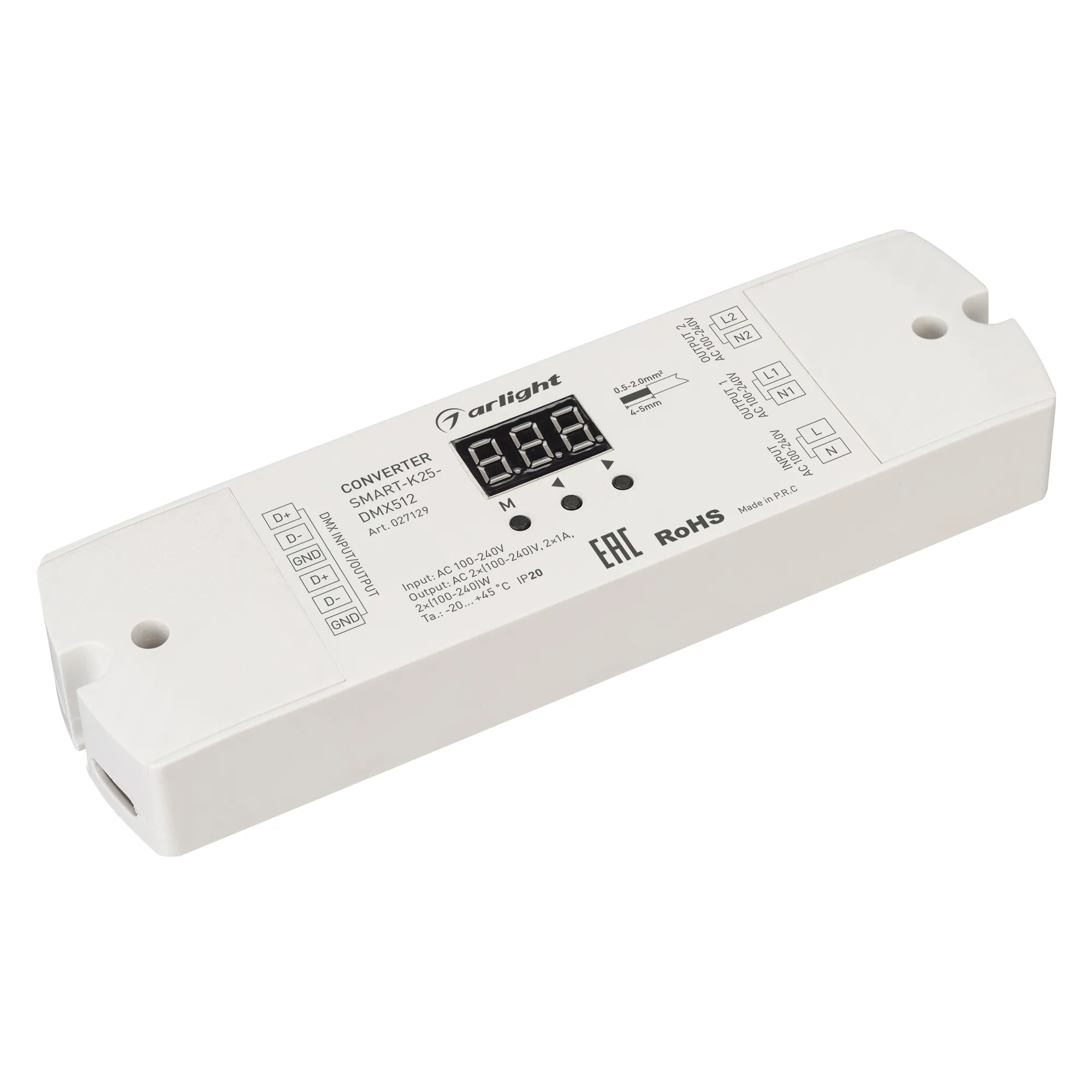 Конвертер SMART-K25-DMX512 (230V, 2x1A, TRIAC) (Arlight, Пластик) - изображение товара
